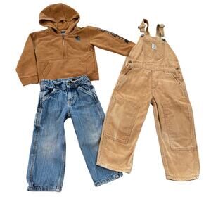 Carhartt Toddler Boy Outfit Lot 3T–4T Hoodie Overalls Jeans Workwear